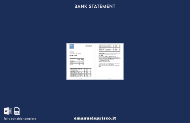 modello di parole dell'estratto conto della carta di debito visto premium della 